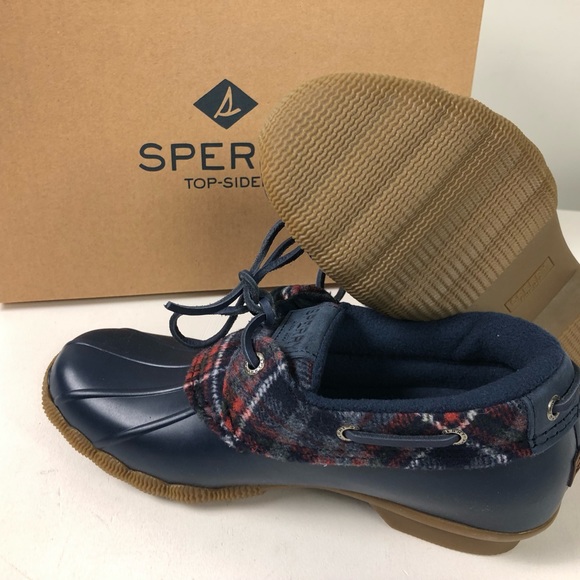 Sperry Saltwater 1 Eye Duck Boots NIB Plaid Wool Blend w Microfleece Lining New - Picture 6 of 9